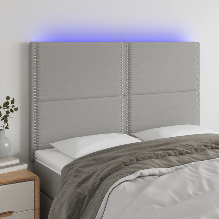 Tăblie de pat cu LED, gri deschis, 144x5x118/128 cm, textil - WALTI WALTI