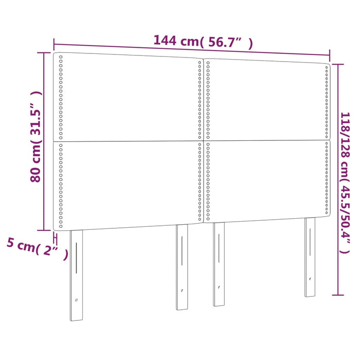 Tăblie de pat cu LED, gri închis, 144x5x118/128 cm, textil - WALTI WALTI