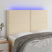 Tăblie de pat cu LED, crem, 144x5x118/128 cm, textil - WALTI WALTI