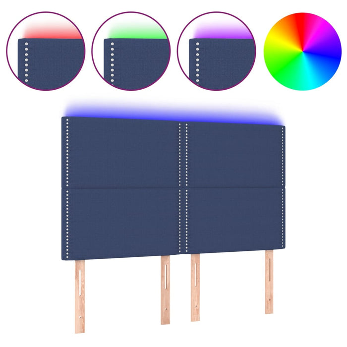 Tăblie de pat cu LED, albastru, 144x5x118/128 cm, textil - WALTI WALTI