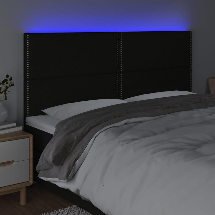 Tăblie de pat cu LED, negru, 160x5x118/128 cm, textil - WALTI WALTI
