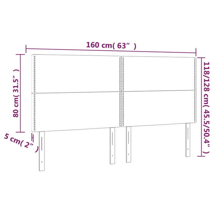 Tăblie de pat cu LED, maro închis, 160x5x118/128 cm, textil - WALTI WALTI