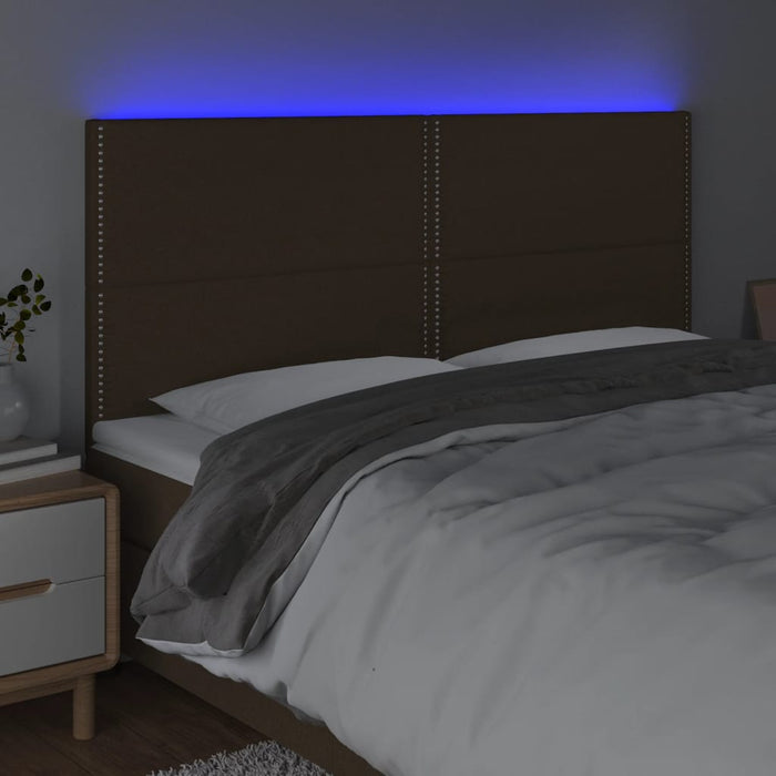 Tăblie de pat cu LED, maro închis, 180x5x118/128 cm, textil - WALTI WALTI