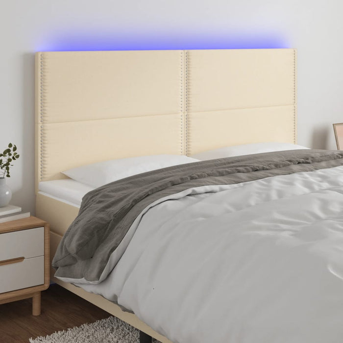 Tăblie de pat cu LED, crem, 180x5x118/128 cm, textil - WALTI WALTI