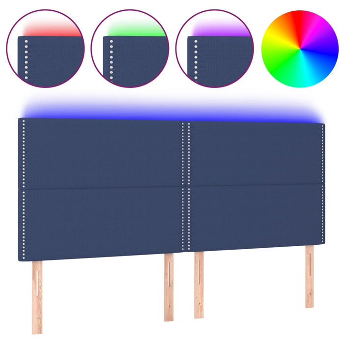 Tăblie de pat cu LED, albastru, 200x5x118/128 cm, textil - WALTI WALTI