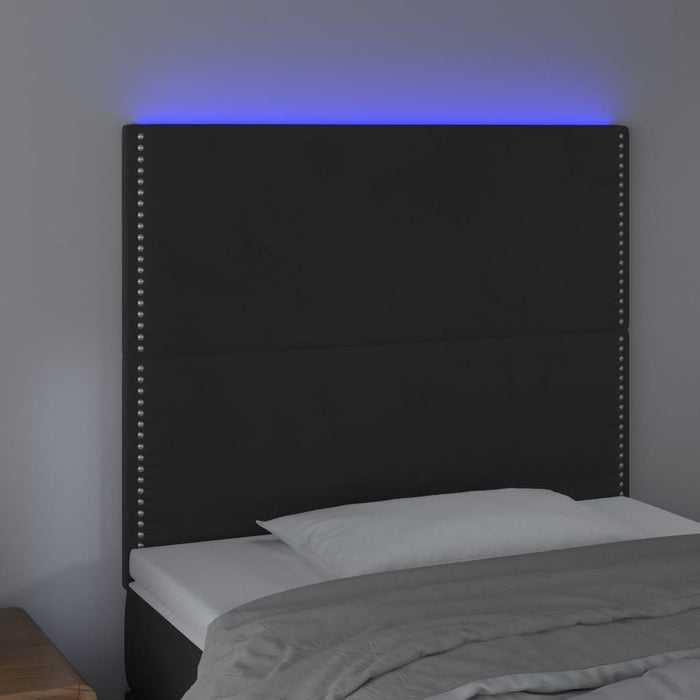 Tăblie de pat cu LED, negru, 80x5x118/128 cm, catifea - WALTI WALTI