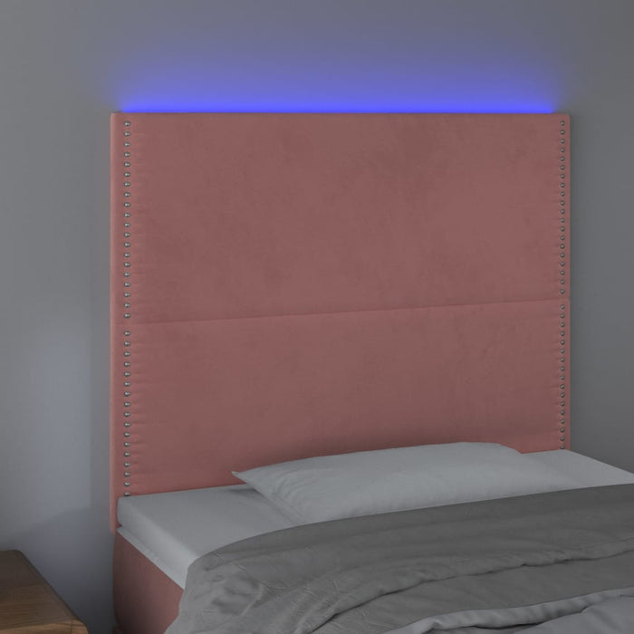 Tăblie de pat cu LED, roz, 80x5x118/128 cm, catifea - WALTI WALTI