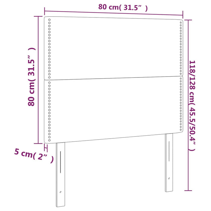 Tăblie de pat cu LED, roz, 80x5x118/128 cm, catifea - WALTI WALTI
