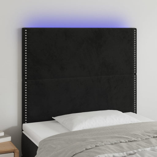 Tăblie de pat cu LED, negru, 90x5x118/128 cm, catifea - WALTI WALTI