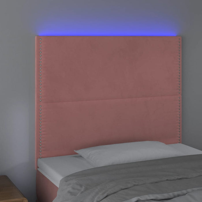 Tăblie de pat cu LED, roz, 90x5x118/128 cm, catifea - WALTI WALTI