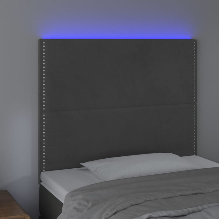 Tăblie de pat cu LED, gri închis, 100x5x118/128 cm, textil - WALTI WALTI