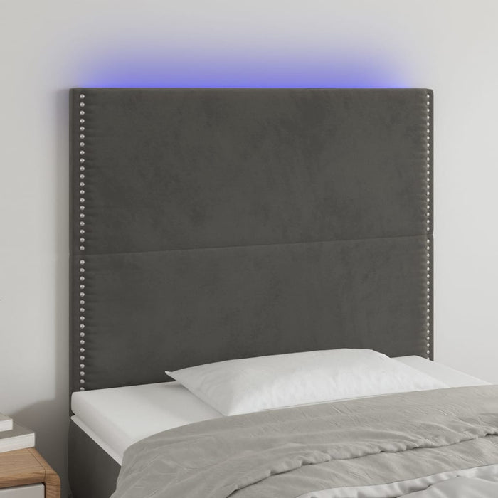 Tăblie de pat cu LED, gri închis, 100x5x118/128 cm, textil - WALTI WALTI