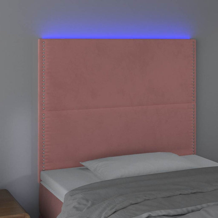 Tăblie de pat cu LED, roz, 100x5x118/128 cm, catifea - WALTI WALTI