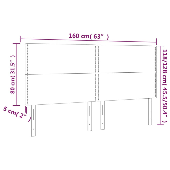 Tăblie de pat cu LED, gri închis, 160x5x118/128 cm, catifea - WALTI WALTI