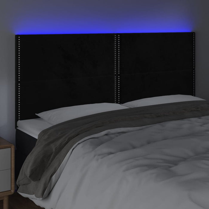 Tăblie de pat cu LED, negru, 160x5x118/128 cm, catifea - WALTI WALTI