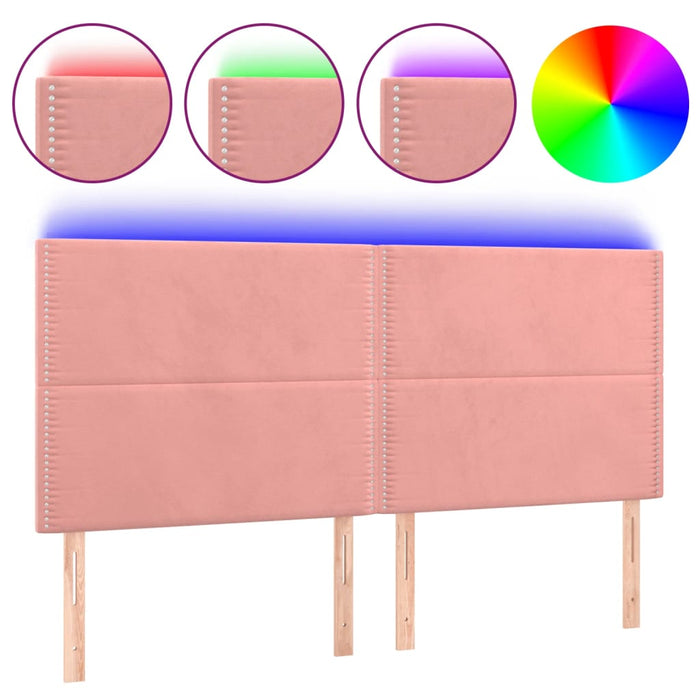 Tăblie de pat cu LED, roz, 160x5x118/128 cm, catifea - WALTI WALTI