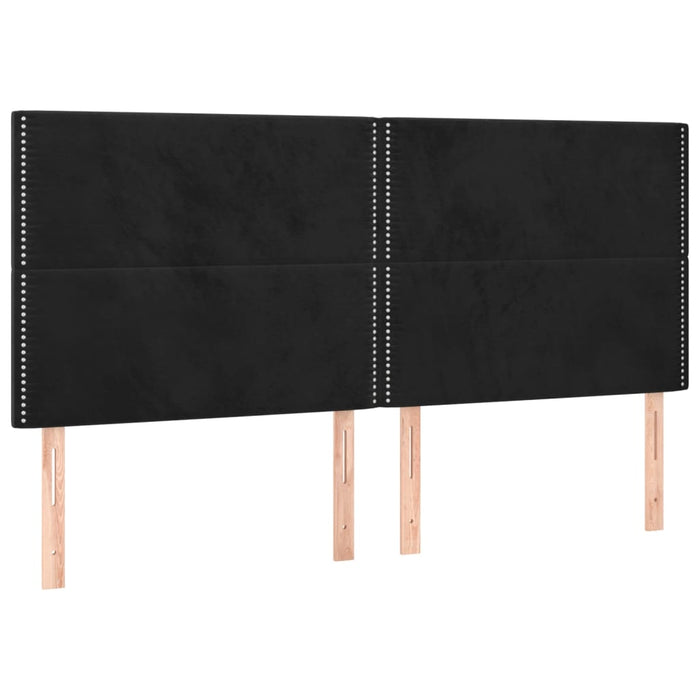 Tăblie de pat cu LED, negru, 180x5x118/128 cm, catifea - WALTI WALTI