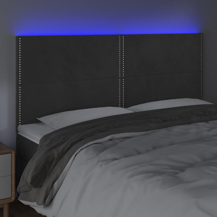 Tăblie de pat cu LED, gri închis, 200x5x118/128 cm, catifea - WALTI WALTI