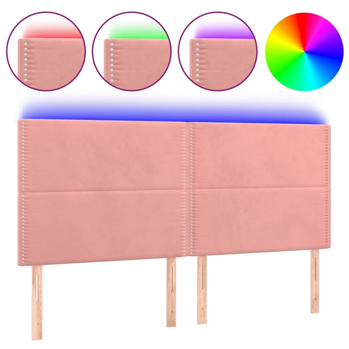 Tăblie de pat cu LED, roz, 200x5x118/128 cm, catifea - WALTI WALTI