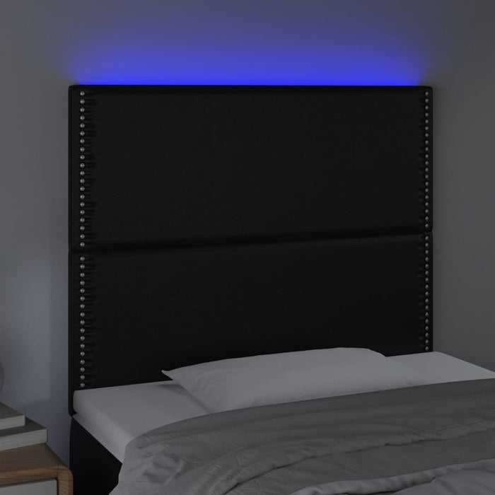 Tăblie de pat cu LED, negru, 80x5x118/128 cm, piele ecologică - WALTI WALTI