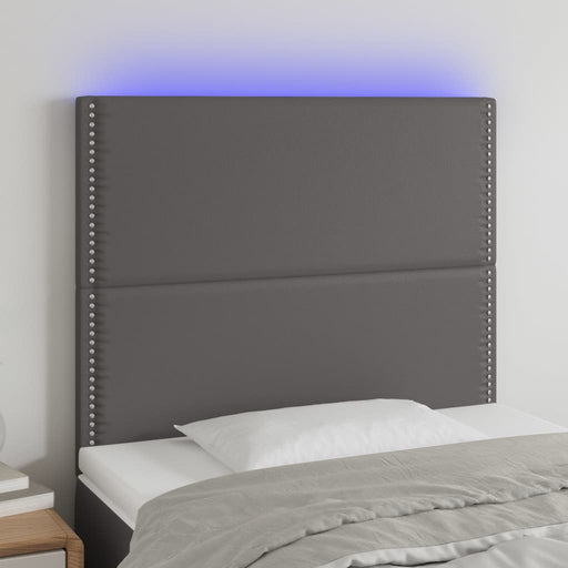 Tăblie de pat cu LED, gri, 80x5x118/128 cm, piele ecologică - WALTI WALTI