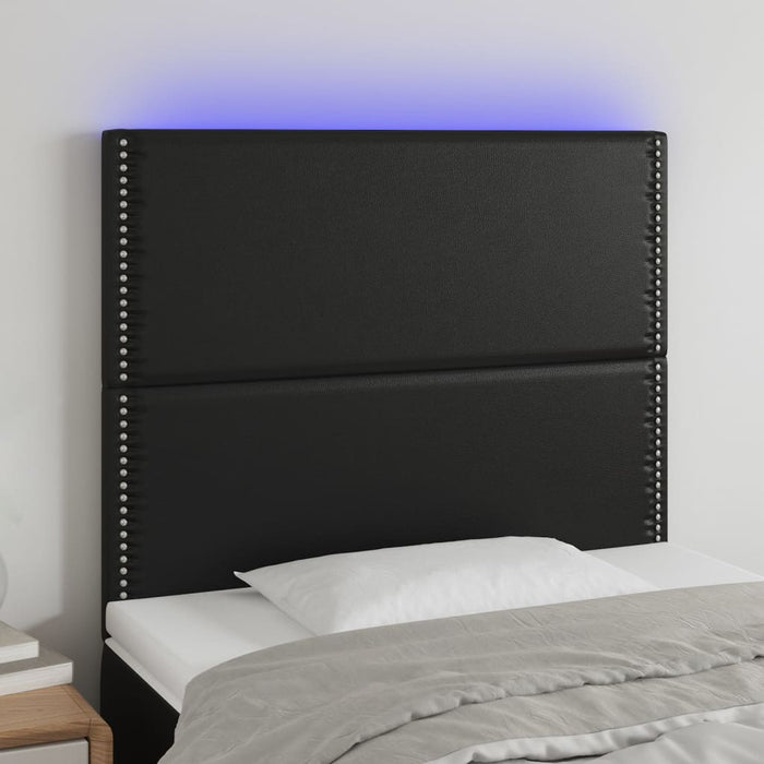 Tăblie de pat cu LED, negru, 100x5x118/128 cm, piele ecologică - WALTI WALTI