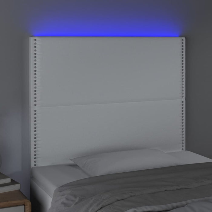 Tăblie de pat cu LED, alb, 100x5x118/128 cm, piele ecologică - WALTI WALTI