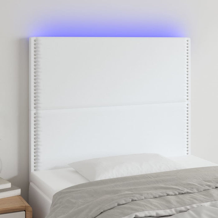 Tăblie de pat cu LED, alb, 100x5x118/128 cm, piele ecologică - WALTI WALTI