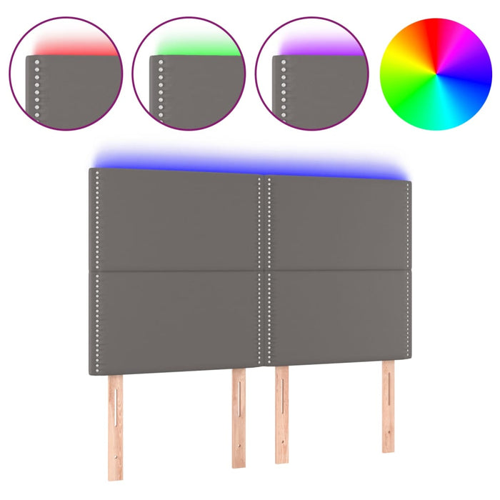 Tăblie de pat cu LED, gri, 144x5x118/128 cm, textil - WALTI WALTI