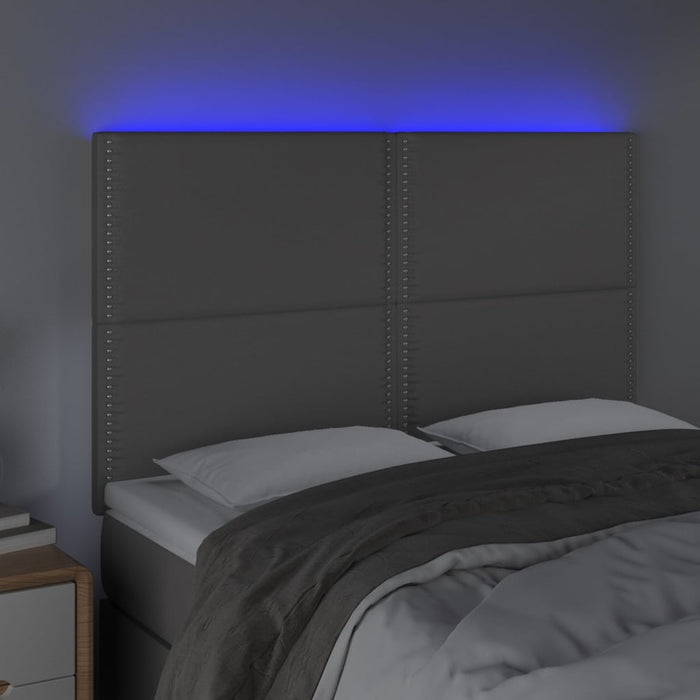 Tăblie de pat cu LED, gri, 144x5x118/128 cm, textil - WALTI WALTI