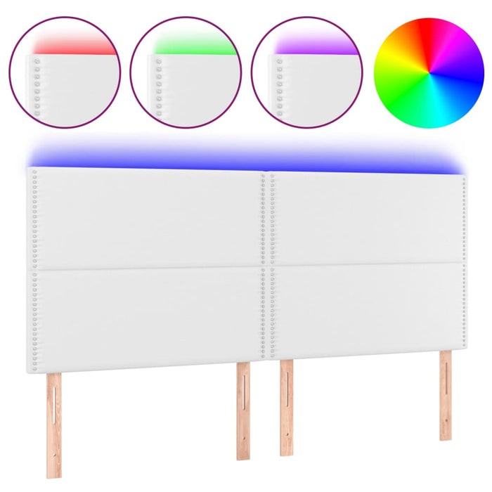 Tăblie de pat cu LED, alb, 200x5x118/128 cm, piele ecologică - WALTI WALTI