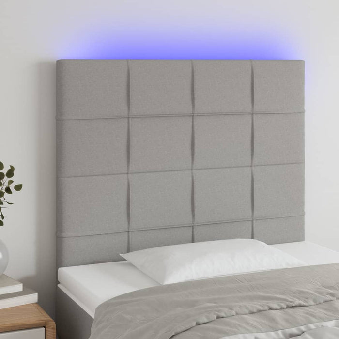 Tăblie de pat cu LED, gri deschis, 80x5x118/128 cm, textil WALTI