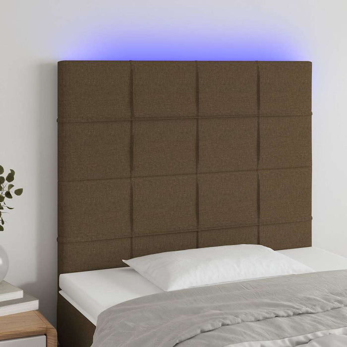 Tăblie de pat cu LED, maro închis, 80x5x118/128 cm, textil WALTI