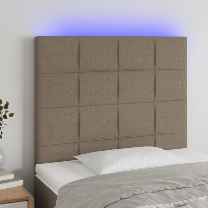 Tăblie de pat cu LED, gri taupe, 80x5x118/128 cm, textil WALTI