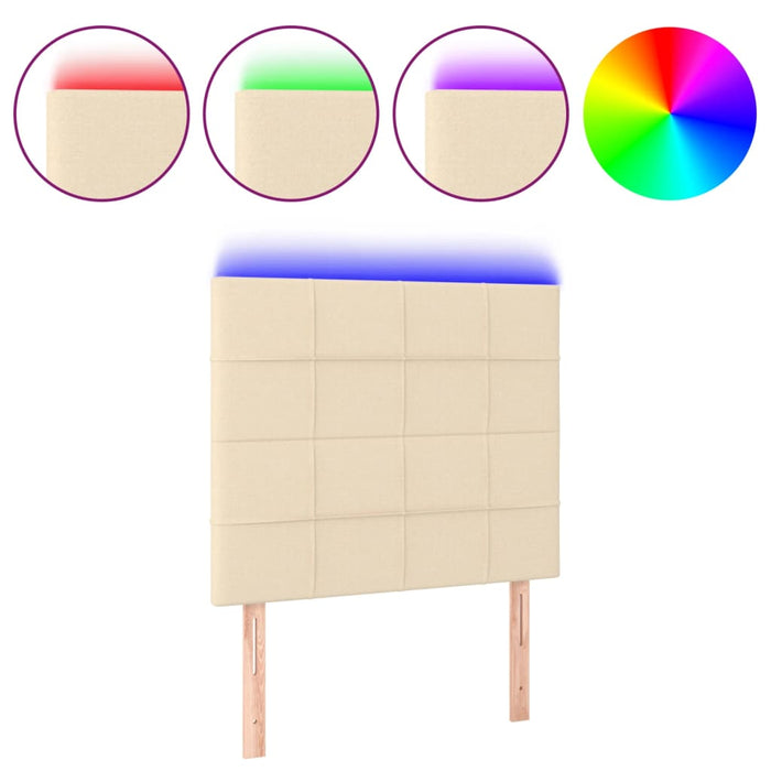 Tăblie de pat cu LED, crem, 80x5x118/128 cm, textil WALTI
