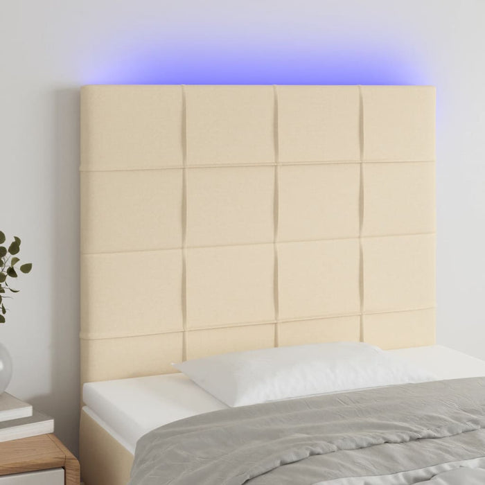 Tăblie de pat cu LED, crem, 80x5x118/128 cm, textil WALTI
