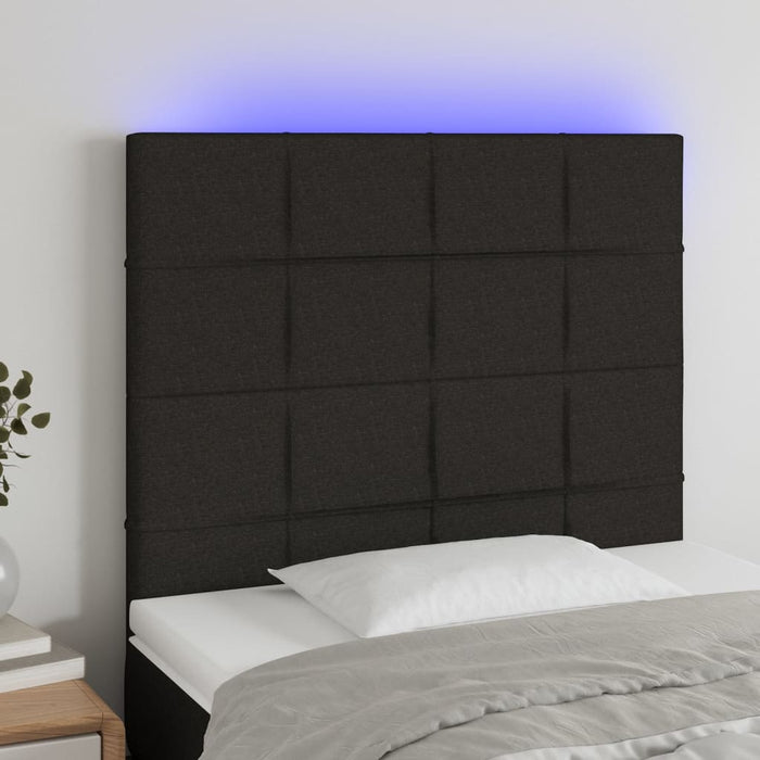 Tăblie de pat cu LED, negru, 100x5x118/128 cm, textil - WALTI WALTI