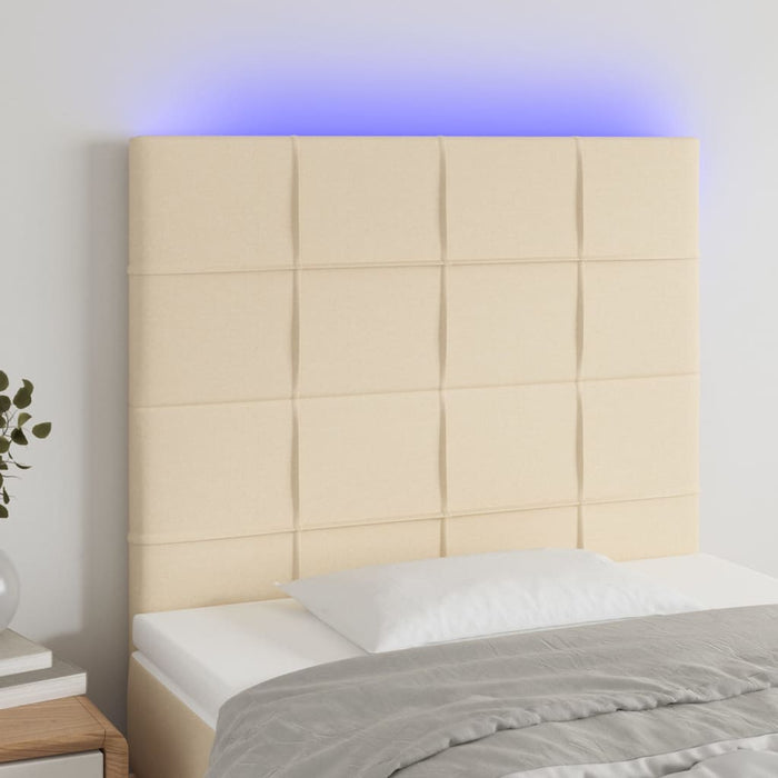 Tăblie de pat cu LED, crem, 100x5x118/128 cm, textil - WALTI WALTI