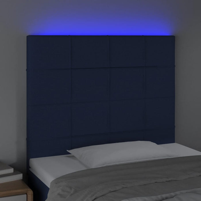 Tăblie de pat cu LED, albastru, 100x5x118/128 cm, textil - WALTI WALTI