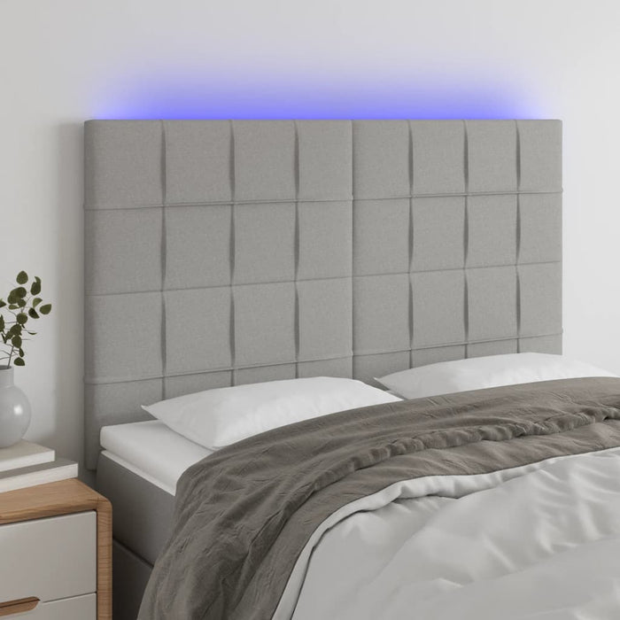 Tăblie de pat cu LED, gri deschis, 144x5x118/128 cm, textil - WALTI WALTI