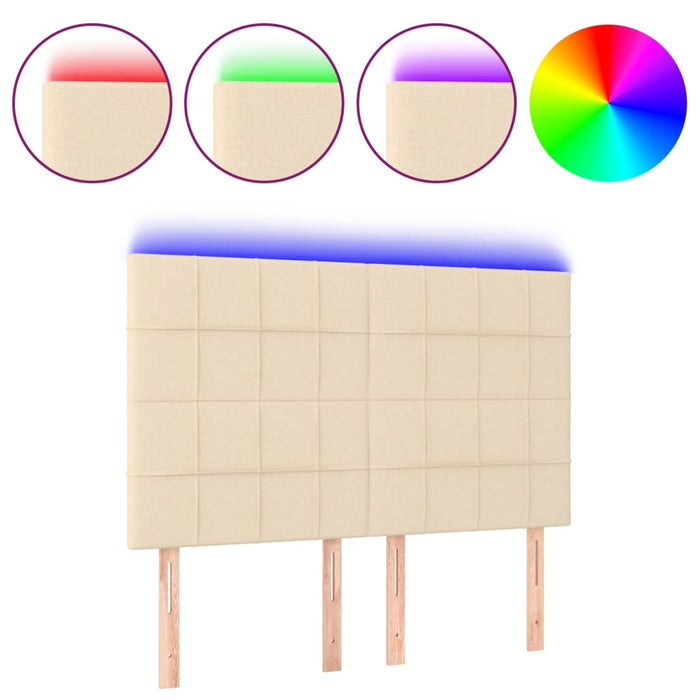 Tăblie de pat cu LED, crem, 144x5x118/128 cm, textil - WALTI WALTI