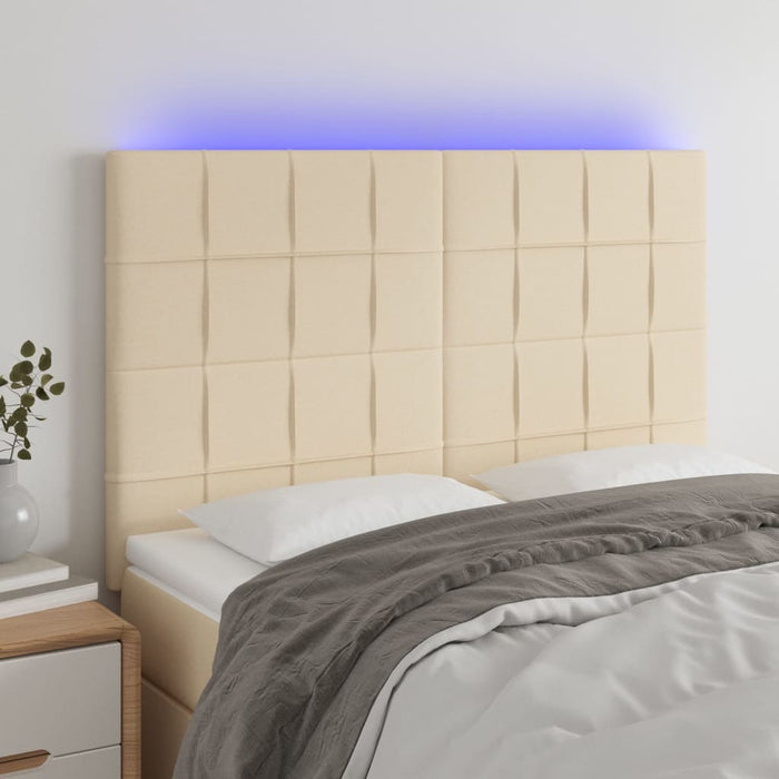 Tăblie de pat cu LED, crem, 144x5x118/128 cm, textil - WALTI WALTI