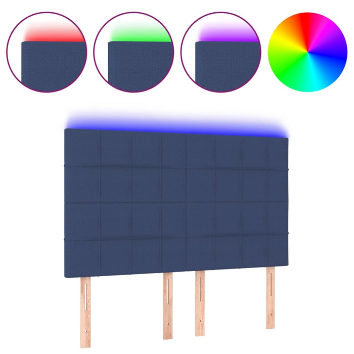 Tăblie de pat cu LED, albastru, 144x5x118/128 cm, textil - WALTI WALTI