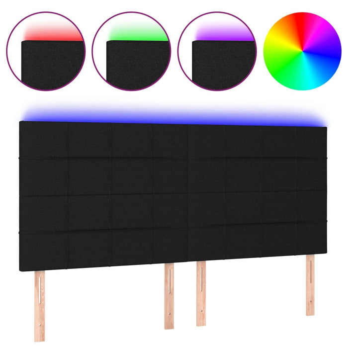 Tăblie de pat cu LED, negru, 160x5x118/128 cm, textil - WALTI WALTI