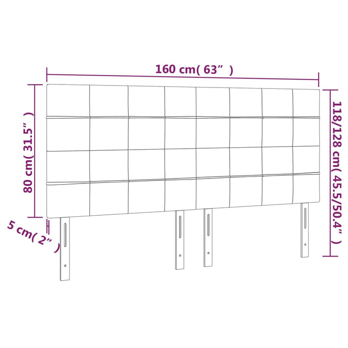 Tăblie de pat cu LED, maro închis, 160x5x118/128 cm, textil WALTI