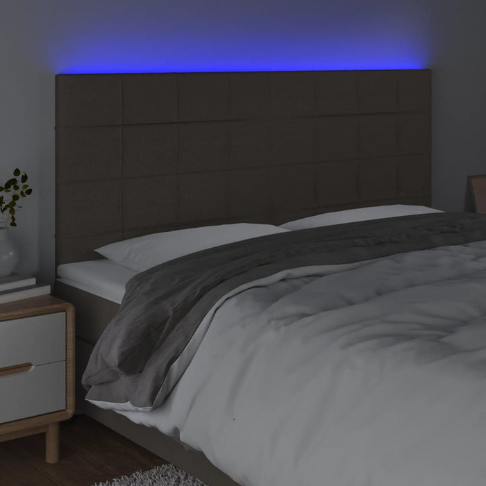 Tăblie de pat cu LED, gri taupe, 160x5x118/128 cm, textil WALTI