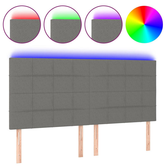 Tăblie de pat cu LED, gri închis, 180x5x118/128 cm, textil - WALTI WALTI