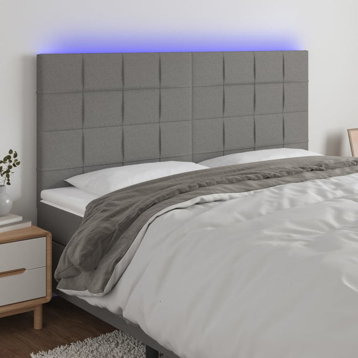 Tăblie de pat cu LED, gri închis, 180x5x118/128 cm, textil - WALTI WALTI