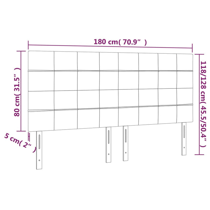 Tăblie de pat cu LED, maro închis, 180x5x118/128 cm, textil WALTI