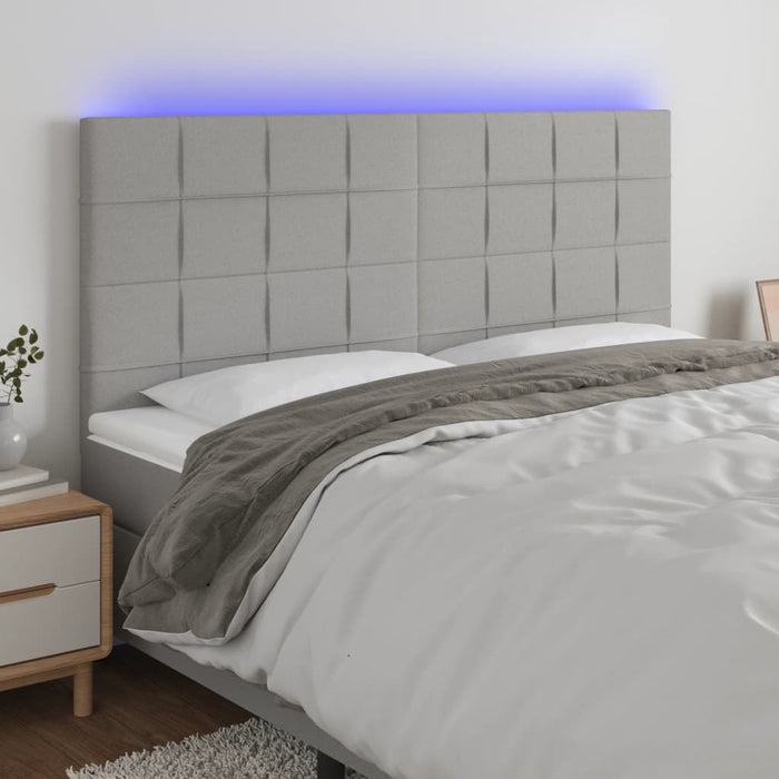 Tăblie de pat cu LED, gri deschis, 200x5x118/128 cm, textil - WALTI WALTI